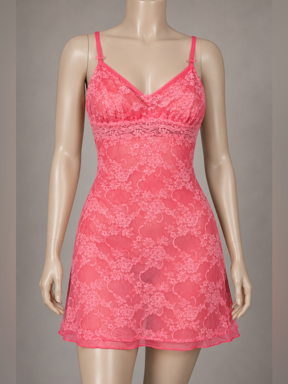 Betsey Johnson Intimates Y2K Pink Floral Lace Slip Chemise Sz S